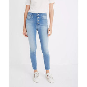 Madewell Roadtripper Jeggings 23 Light Blue Denim High Rise Skinny Button Fly